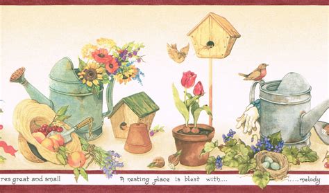 Country Gardening Flowers Watering Cans Bird Houses