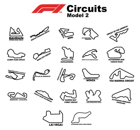 Formula 1 Race Tracks Vector Formula 1 Circuit Digital Download Etsy