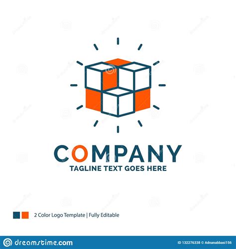 Box Labyrinth Puzzle Solution Cube Logo Design Blue And Ora Stock