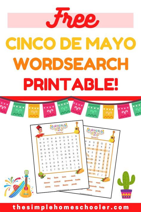 Fiesta Fun Cinco De Mayo Word Search Free Printable The Simple