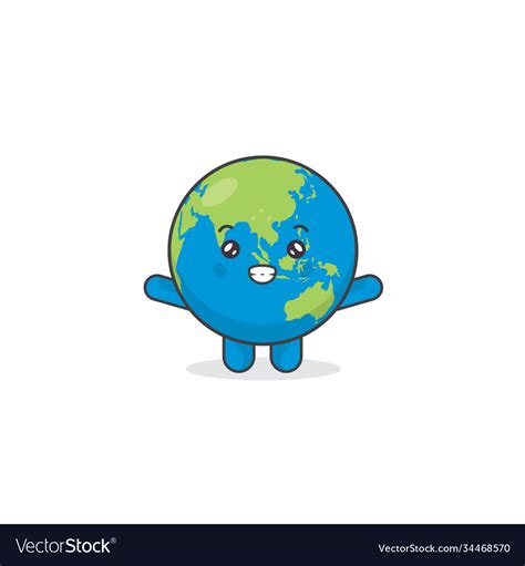 Cute Earth Characters Happy Royalty Free Vector Image