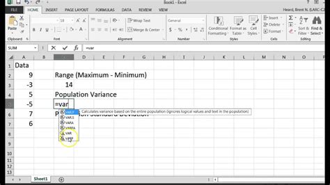 Getting The Population Variance And Population Standard Deviation Using