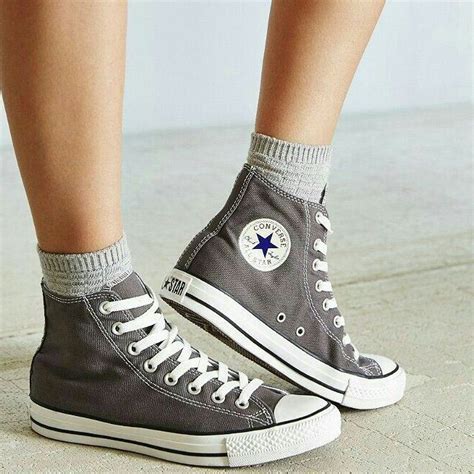 Grey Hightop Converse Sneakers Fashion Converse Classic High Top Converse Outfits