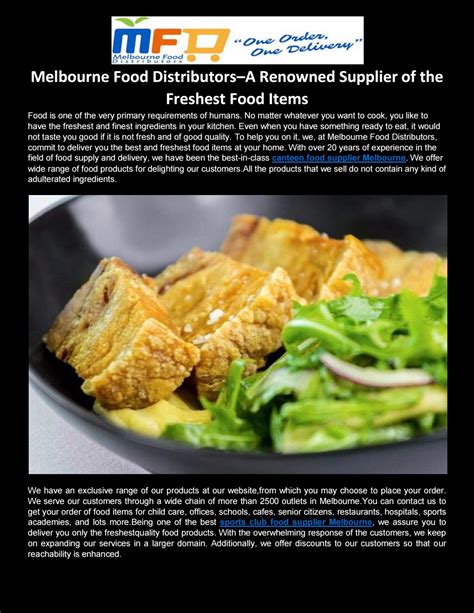 Melbourne Food Distributorsa Renowned Supplier Of The Freshest Food