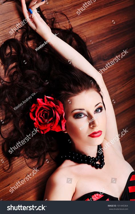 Portrait Sexy Beautiful Woman Posing Studio Stock Photo 101445364