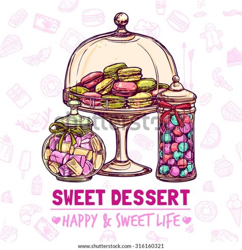 Candy Shop Poster Sweets Cookies Macaroons Stock Vector Royalty Free