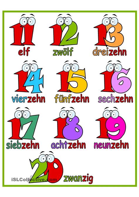 Lernposter Zahlen Bis 20 Deutsche Wörter Deutsch Lernen Deutsch