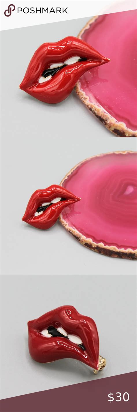 Red Sexy Lips Kiss Love Gold Tone Pin Brooch This Is A Brand New Lips Shaped Pin And Its