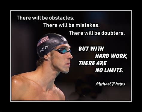 Motivational Swimming Poster Michael Phelps No Limits Quote Swimming Wall Art T