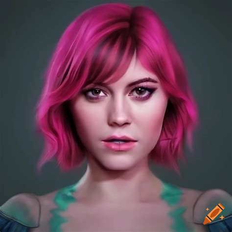 Photorealistic Portrait Of Mary Elizabeth Winstead With Pink Hair