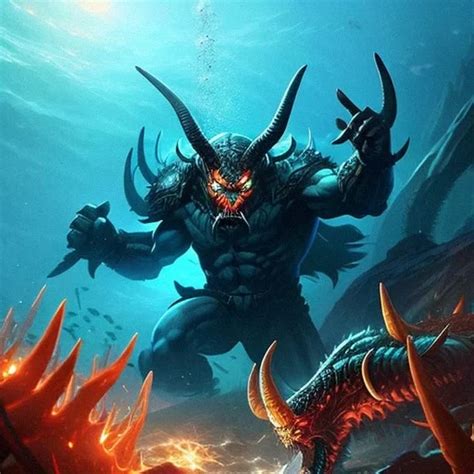 Ai Art Generator Male Demon Drowning Underwater