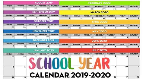 2019 2020 School Calendar Template Hq Printable Documents