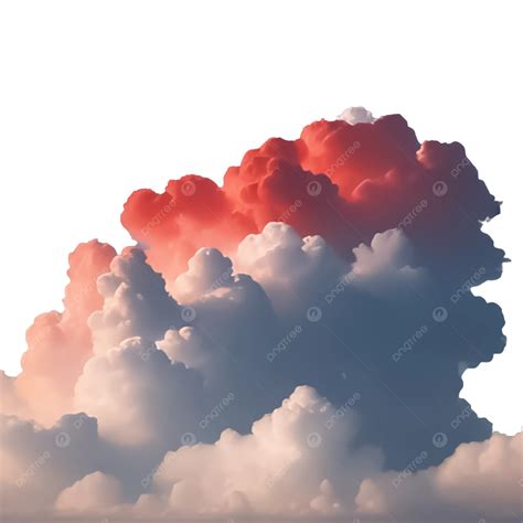 White Clouds With Red Color Isolated On Transparent Background White