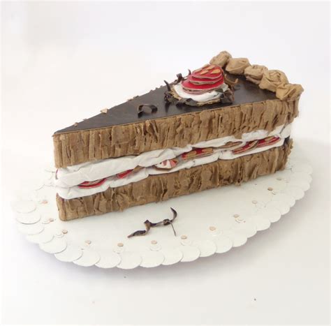 Strawberry And Cream Filled Chocolate Torte 100 Recycled Cardboard Sold Food Sculpture