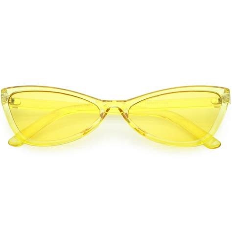 Sunglassla Translucent Retro Cat Eye Sunglasses Slim Arms Color Tinted Lens 57mm Yellow