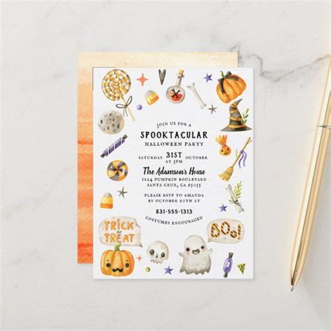 Cute Hand Painted Spooktacular Halloween Party Holiday Postcard
