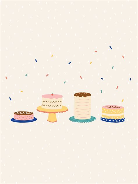 Cake Desktop Tablet And Phone Wallpaper Birthday Illustration Cake