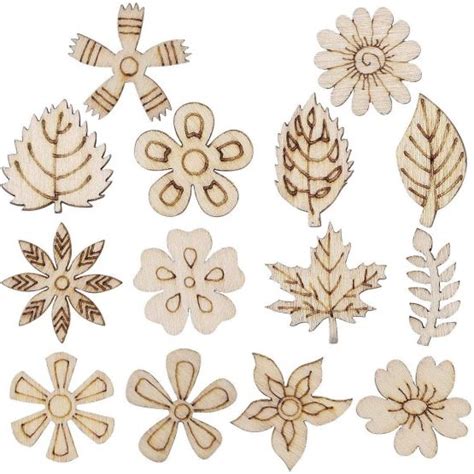 400pcs Laser Cut Wood Flowers And Leaves Embellishment Wooden Shape