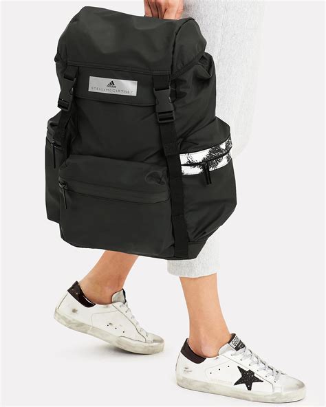 Adidas By Stella Mccartney Synthetic Logo Nylon Backpack In Blackwhite