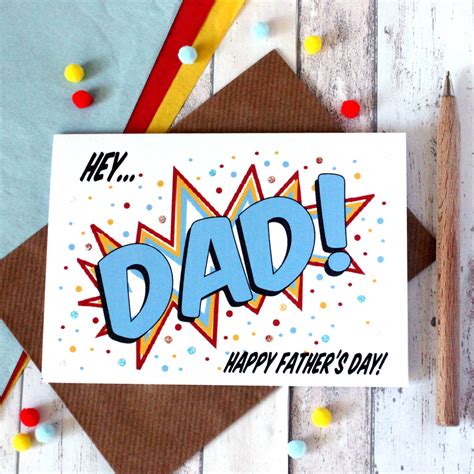 Personalised Fathers Day Card Comic Book Style By Little Silverleaf