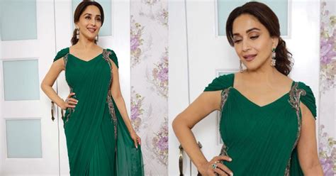 madhuri dixit wore a green saree gown and we re singing maar dala popxo