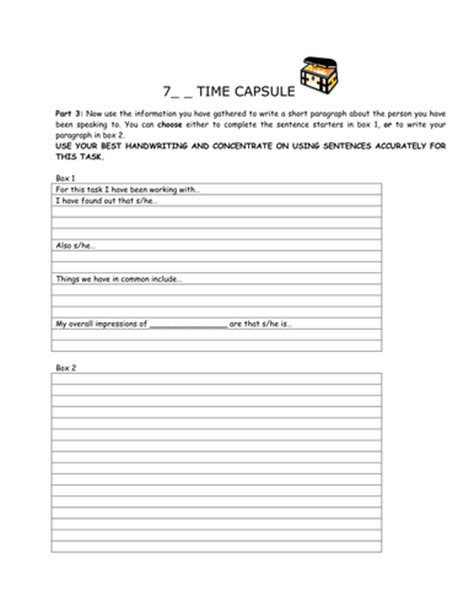 Time Capsule Planning Sheet By Missrathor Uk Teaching Resources Tes