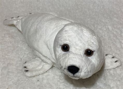 Pier 1 Imports White Baby Seal Plush Soft Toy Stuffed Animal 13 Ocean