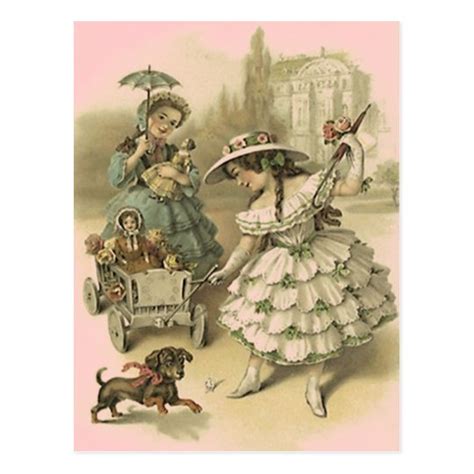vintage victorian girls on a trip travel postcard zazzle