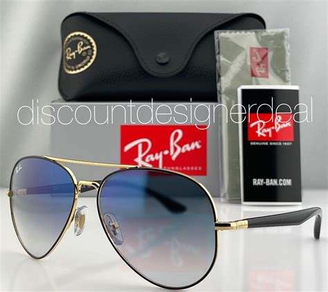 Ray Ban Aviator Rb3675 Sunglasses 90003f Gold And Black Frame Blue