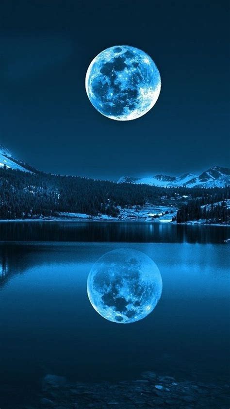 Moon Over Snow Mountains And Lake Com Imagens Arte Da Lua