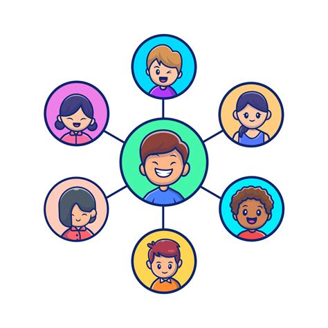 People Connection Cartoon Vector Icon Illustration People Icon Concept