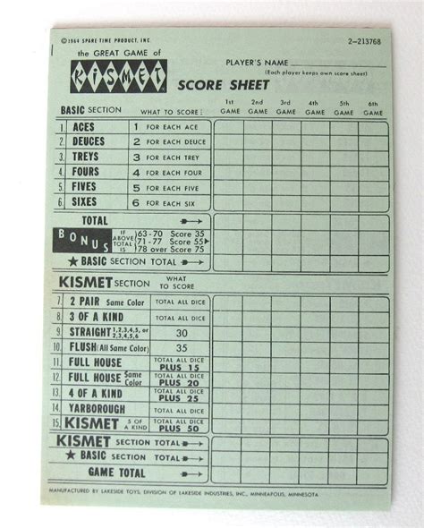 Vintage Paper Ephemera Kismet Card Game Score Sheets Pap045