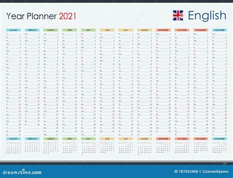 Calendario De Planificación Para 2021 Plantilla De Planificador Anual Del Organizador De Pared