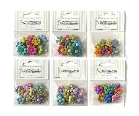 Buttons Galore 50 Assorted Flower Power Buttons For Sewing And Crafts