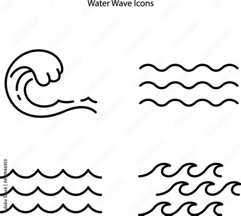 Wave Icons Set Isolated On White Background Wave Icon Thin Line