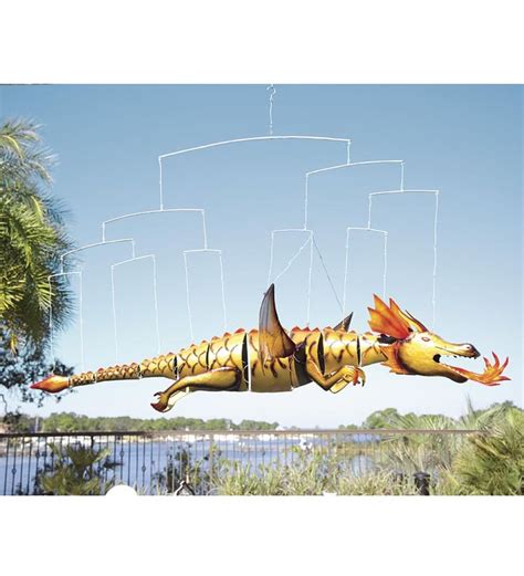 Handcrafted Recycled Metal Dragon Mobile Art Wind And Weather Exclusive