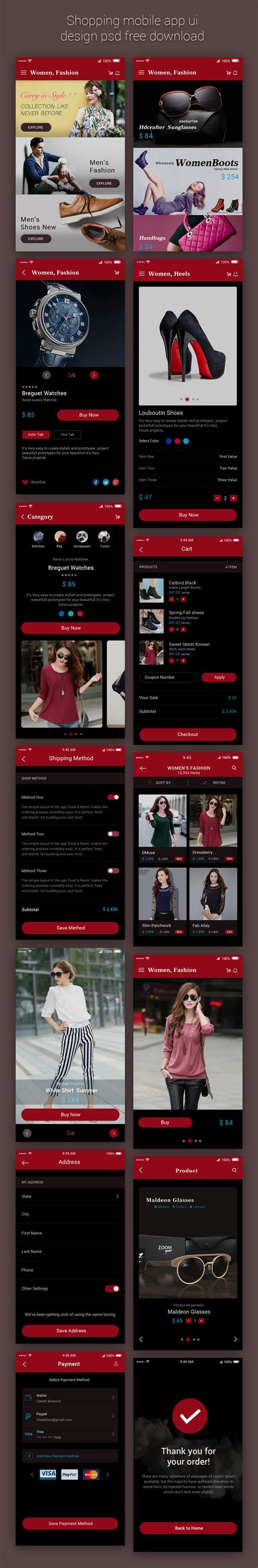 Shopping Mobile App Ui Design Psd Free Download