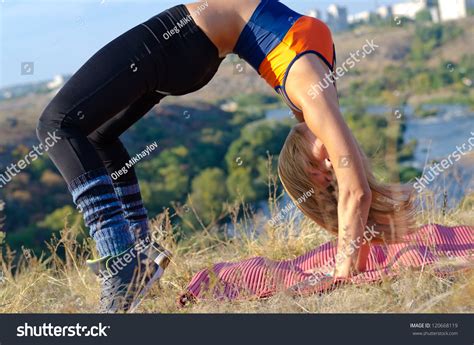 Supple Athletic Woman Bending Back Arching Stock Photo Edit Now