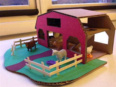Diy Barn For Kids From Cardboard Diaper Box Cardstock Wood Stirring