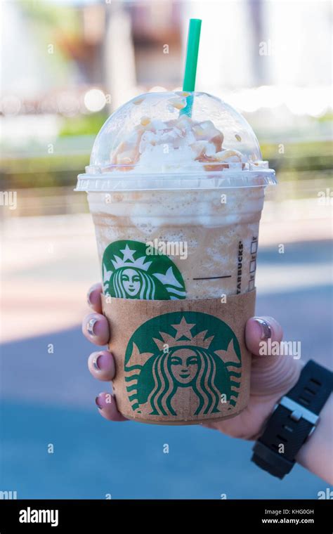 Orlando Usa October 31st 2017 Hand Holding A Starbucks Frappuccino