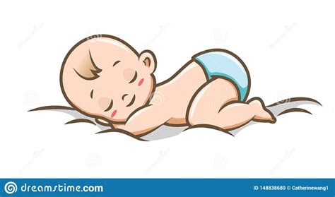 Sleeping Baby On A Sunny Background With Flowers Vector Illustration