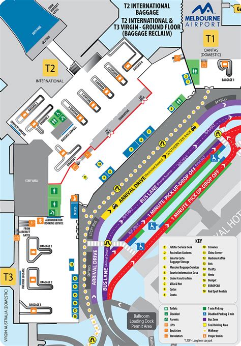 Melbourne Airport Map Mel Printable Terminal Maps Shops Food