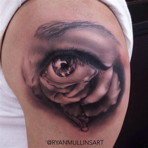 Realistic Eye And Rose By Ryan Mullins Tattoonow