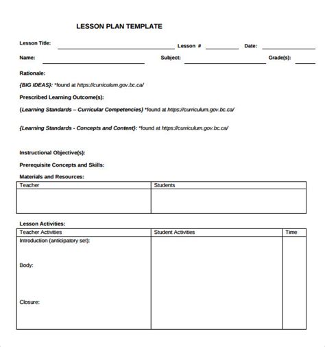 9 Teacher Lesson Plan Templates For Free Download Sample Templates