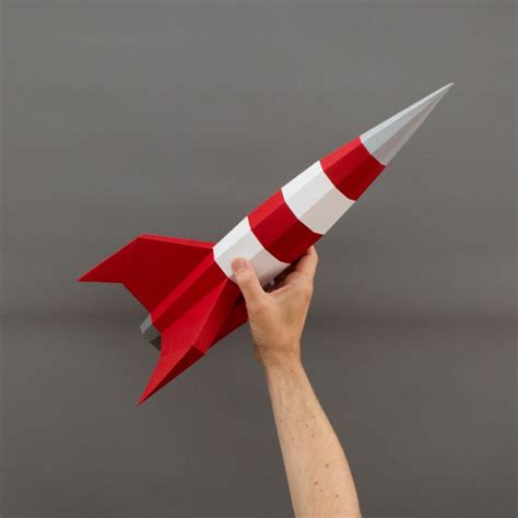 Rocket Paper Model Moon Rocket Papercraft Diy Template Make Your