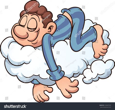 Man Sleeping On Cloud Vector Cartoon Illustration Stockvector