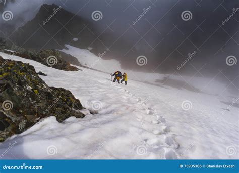 Two Climbers In The Mountains Rise Stock Photo Image Of Activity