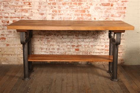 After all, you probably use the table every day, which means that the. Plank Top Work Table Vintage Industrial Wood Top and Cast ...