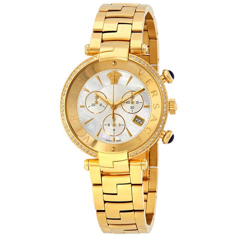 Versace Revive Mother Of Pearl Chronograph Diamond Ladies Watch