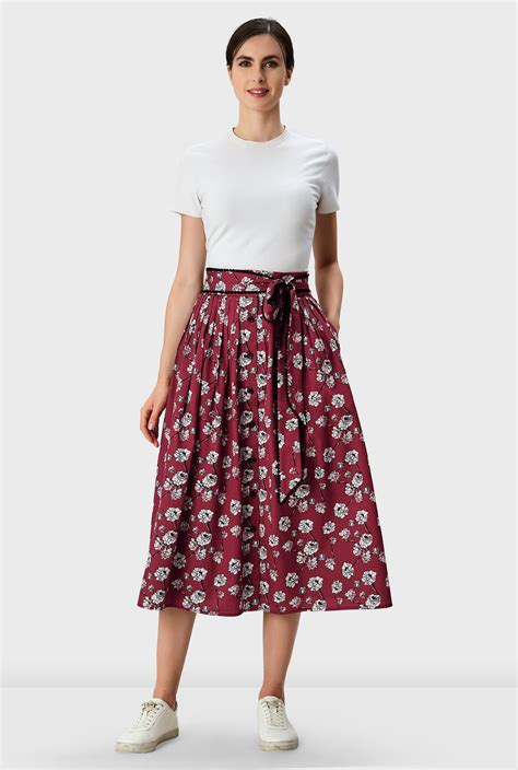 Shop Floral Print Cotton Lace Trim Skirt Eshakti